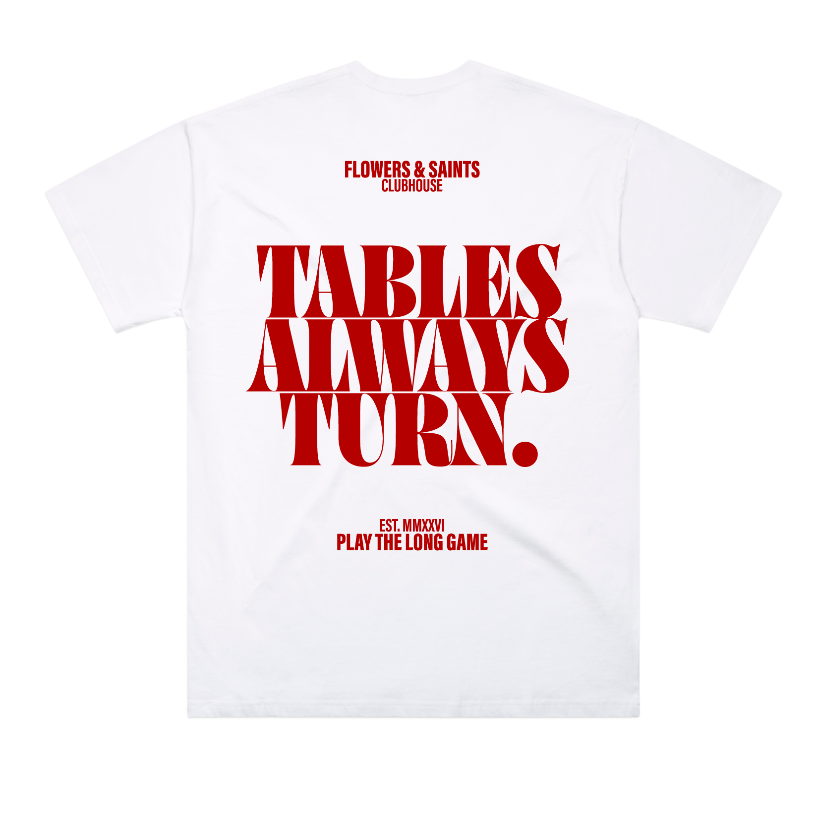 Flowers & Saints | Australian Streetwear Apparel | Tables Always Turn Graphic Oversized Tee | Back View