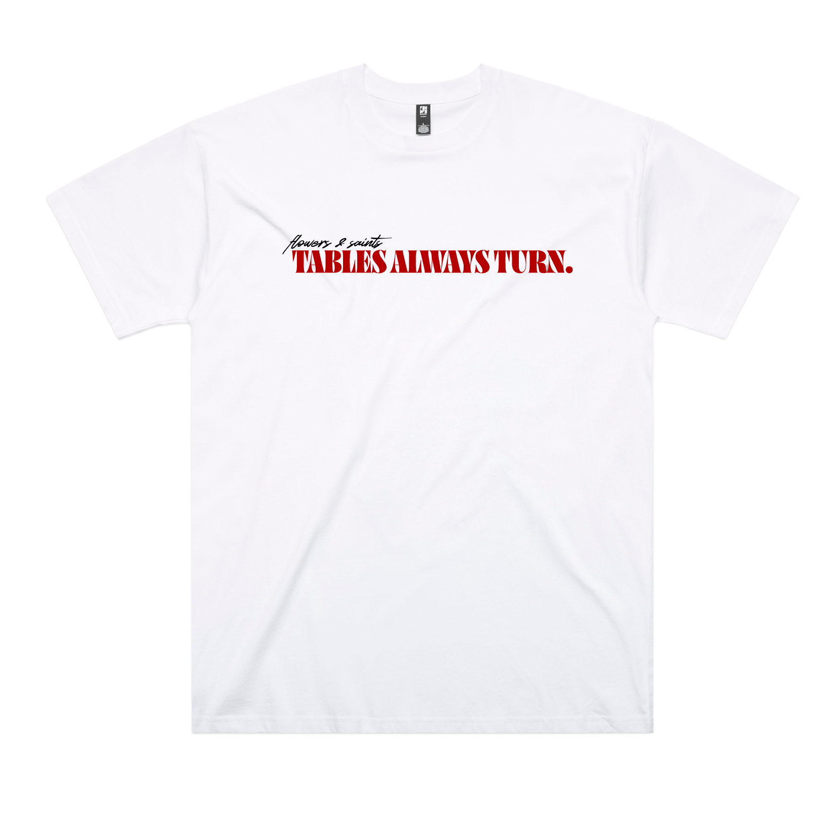 Flowers & Saints | Australian Streetwear Apparel | Tables Always Turn Graphic Oversized Tee Front View