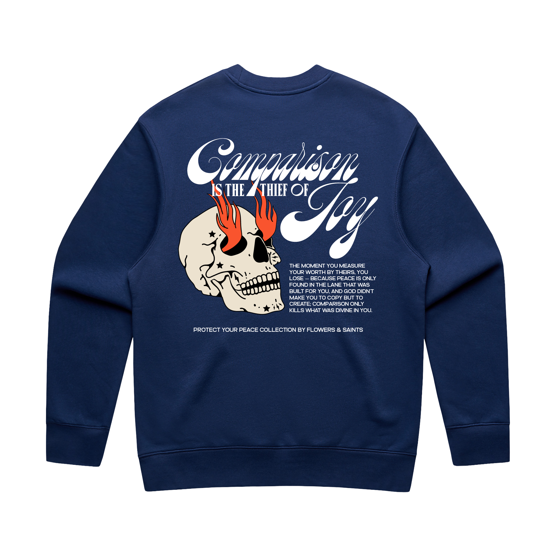 Comparison is the Thief of Joy — Relax Fit Crew Sweatshirt — Midnight Azure