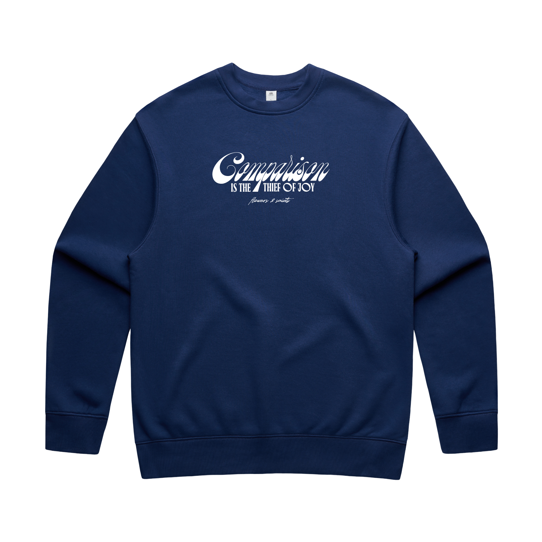 Comparison is the Thief of Joy — Relax Fit Crew Sweatshirt — Midnight Azure