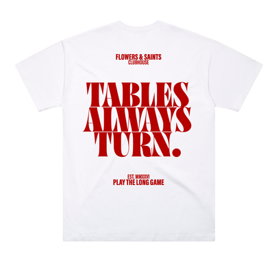 Flowers & Saints | Australian Streetwear Apparel | Tables Always Turn Graphic Oversized Tee | Back View