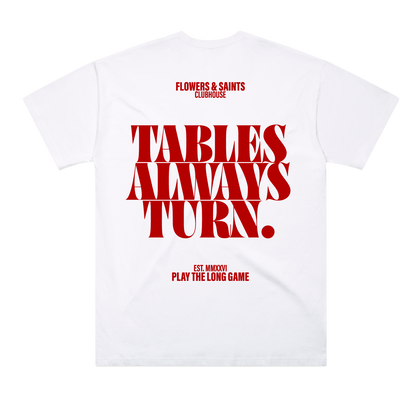 Flowers & Saints | Australian Streetwear Apparel | Tables Always Turn Graphic Oversized Tee | Back View