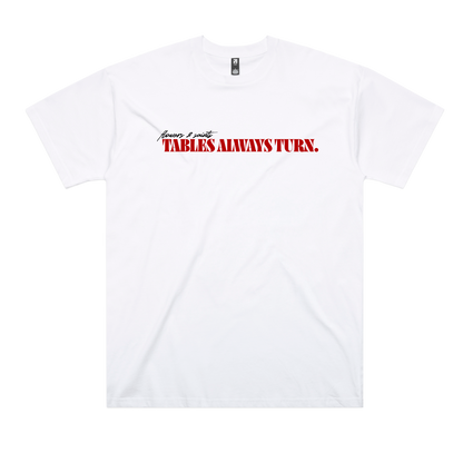 Flowers & Saints | Australian Streetwear Apparel | Tables Always Turn Graphic Oversized Tee Front View