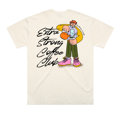 Flowers & Saints | Australian Streetwear Apparel | Extra Strong Coffee Club | Ecru Color Graphic Tee | Back View