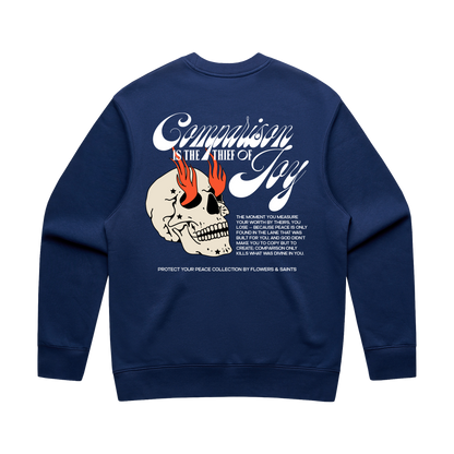 Comparison is the Thief of Joy — Relax Fit Crew Sweatshirt — Midnight Azure