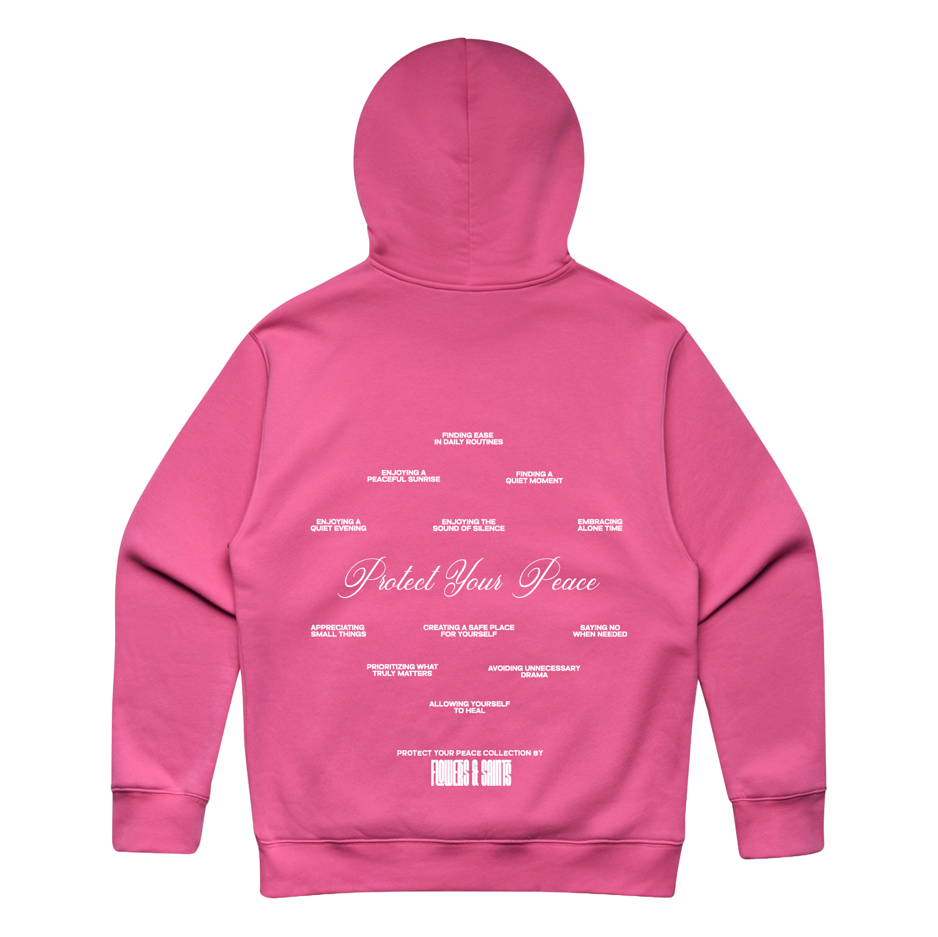 Protect Your Peace Affirmations — Relax Fit Hoodie — Charity Pink