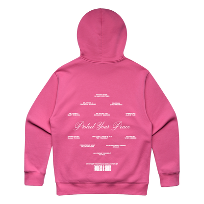 Protect Your Peace Affirmations — Relax Fit Hoodie — Charity Pink