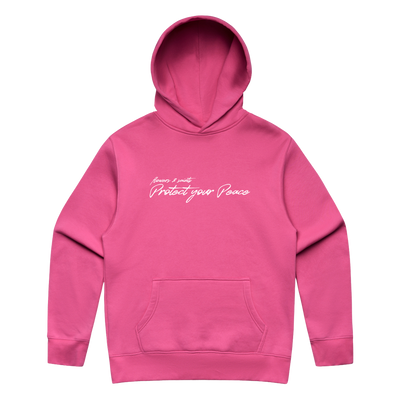 Protect Your Peace Affirmations — Relax Fit Hoodie — Charity Pink