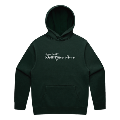 Protect Your Peace Affirmations — Relax Fit Hoodie — Quiet Evergreen
