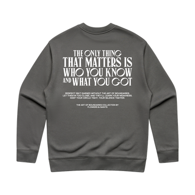 The Art of Boundaries — Relax Fit Crew Sweatshirt — Silent Ash