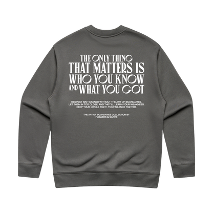 The Art of Boundaries — Relax Fit Crew Sweatshirt — Silent Ash