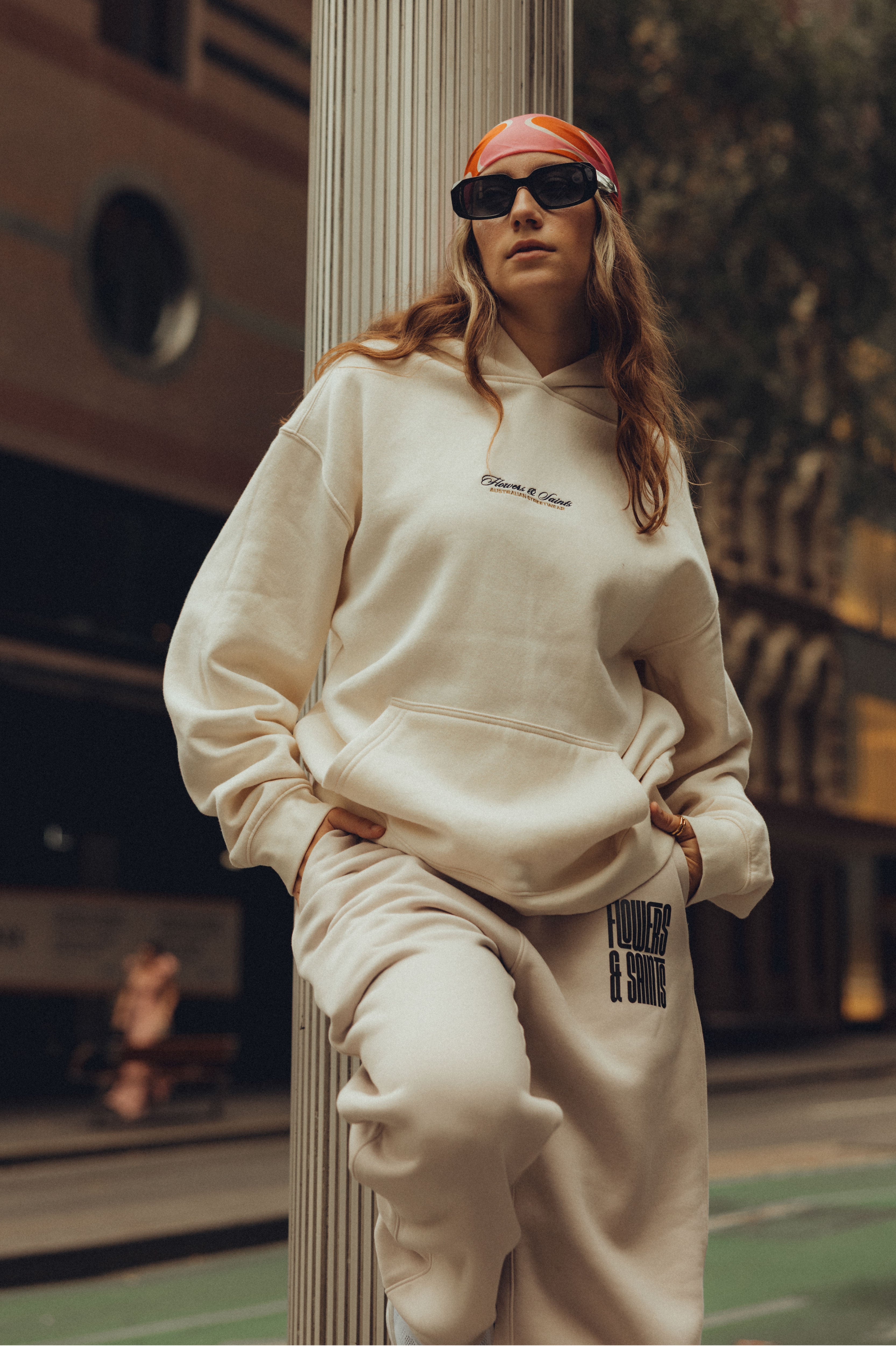 Flowers & Saints | Australian Streetwear Apparel | Website Banner | The Ascension Relax Hood | Ecru Saint